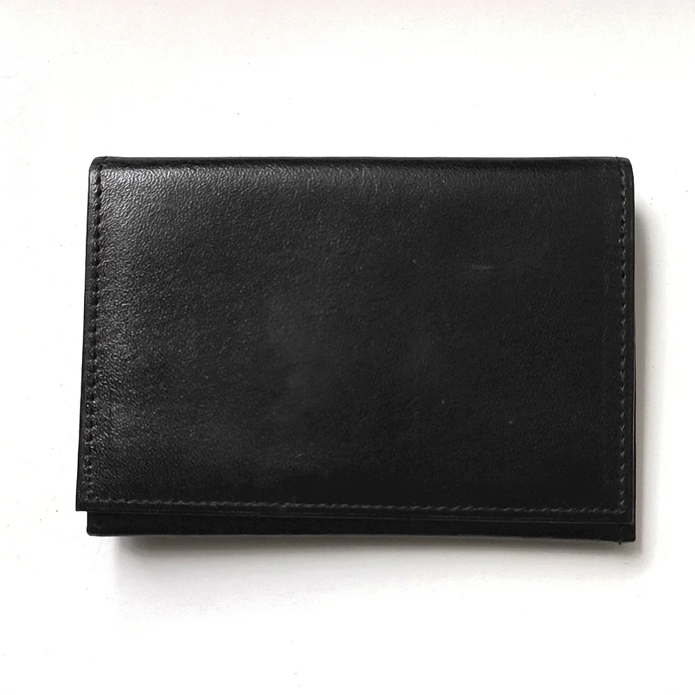 Men's Credit Card Holder ID Case Bifold Wallet Black Leather